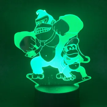 Led Nočna Lučka Osliček Kong 3D Lučka Touch Senzor Spalna Noč Svetlobe za Otroke Barva Spreminja Zaprtih Otroci Igre Nočne