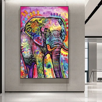 HUILIN Barve Slon Umetnost Grafitov Živali Platno Slikarstvo Plakatov in Fotografij Wall Art za Dnevni Sobi Doma Dekor (Brez Okvirja)