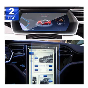 Za Tesla Model X/S Modela Avtomobilski Navigacijski Zaslon Patron in Armaturna Plošča Zaščitnik Zaslon Kaljeno Steklo Zaslona na Dotik 2PCS