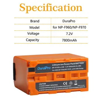 DuraPro 7800mAh NP-F960 NP-F970 Baterije Z LED Moč Kazalnikov & Polnjenje prek kabla USB Vrata za SONY NP F960 F980 F550 F570 F750 F770