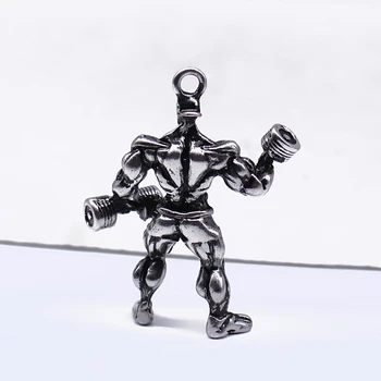 Vroče 3D kovinska Prevleka fitnes mišic moški obesek FIT DIY telovadnici bodybuilding nakit ogrlica keychain