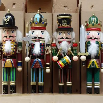 2020 VROČE Božični Okraski Za Dom 30 CM iz Masivnega Lesa Nutcracker Vojaki Darilni Set Klasično Ročno Barvanje Lutka Super Dekoracijo