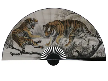 Velika Zgibanje Papirja Fan Kitajski Slog Obrti Banboo Okvir Ozadju Dekorativni Fan Viseči Okras Večer Tiger