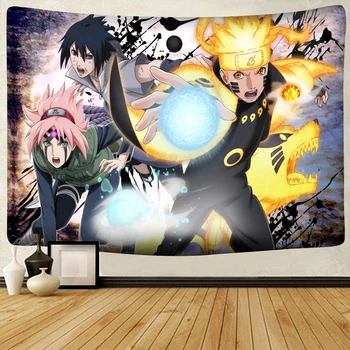Anime Naruto Ekipa Kakashi Natisnjeni Doma Dekor Tapiserija Steni Visi Listi Piknik Odejo Hipi Macrame Psihedelični Tapiserija