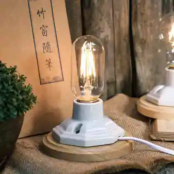 Vintage Lesa Znanja, keramična namizne svetilke Mansarda E27 Imetnik Edison Žarnica Tabela osvetlitev osvetlitev stikalo za kratke luči Stikalo za Nadzor Namizne Svetilke