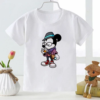 Unisex Majica Baby Risanka Fashionista Mickey Mouse Tiskanih Otroci Vrhovi Tees Otroci Priložnostne Oblačila T-shirt Za Dekleta Fantje