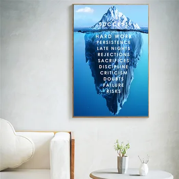 Ledeno goro Uspeha Platno Plakat Krajine Motivacijske Platno Wall Art Ponudbo Nordijska Tiskanja Stenske Slike za Dnevna Soba Dekor