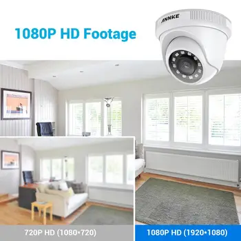 ANNKE 4PCS 1080P nadzorne Kamere 2MP IP66 Nepremočljiva Notranja Zunanja CCTV Kamere Komplet 30 m Night Vision s Pametnimi IR Dome Kamera