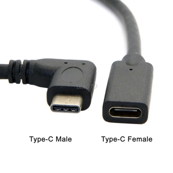 1m USB 3.1 Tip C Moški-Ženska Razširitev Podatkovnega Kabla za 90 Stopinj v Desno Kota S09 Debelo&DropShip