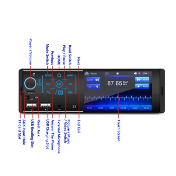 Bluetooth MP5 4.1 Palčni HD TFT 1 Din Avto, Zaslon na Dotik, Radio Stereo FM Radio, Predvajalnik Pogled Kamere 4-LED/8-LED Kamera Zadaj za Avto