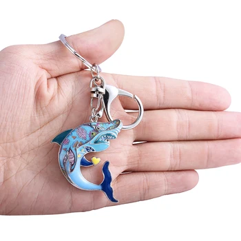 Marte&Joven Edinstveno Shark Keychain Darila za Ženske, Dekleta Multicolor Emajl Sea Life, Nakit Ribe Čar Keyring