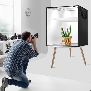 40/50/60cm z Bliskavico LED Studio Lightbox Foto Svetloba Šotor Komplet Namizni Streljanje SoftBox z 3 Barve Ozadja Foto Okvir