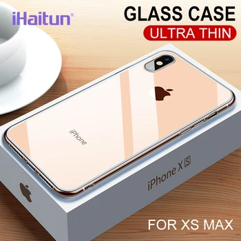 IHaitun Sijajnega Stekla Primeru Za iPhone 11 Pro Max X XS MAX XR 10 Primerih Tanek Prozoren Zadnji Pokrovček Case Za iPhone X 7 8 Plus Mehka