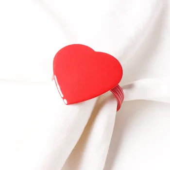6pcs Velike rdeče obliki srca Valentinovo napkin sponke napkin obroč napkin obroč usta krpo krogov