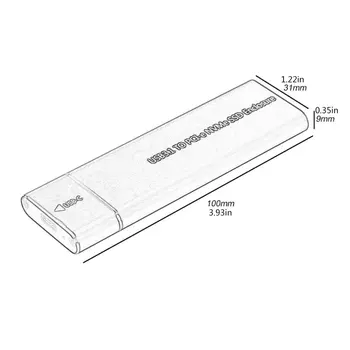 Prenosni USB 3.1 Vrste C, M. 2 M-Ključ PCIe NVMe Ultra Slim SSD Ohišje 10Gbps Aluminij Zlitine Plug And Play