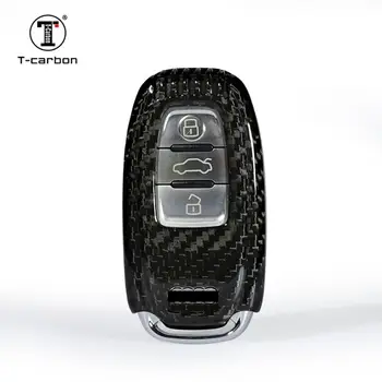 T-OGLJIKA Ogljikovih Vlaken Avto Ključ Tipko na Pokrovčku Primeru Lupini Za Audi S8