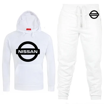 Hoodies Moških Nissan Avto Logotip, ki je Natisnjena unisex Majica Fashion Moški pulover s kapuco hip hop harajuku Priložnostne Runo Kapuco in Hlače Obleko 2Pcs