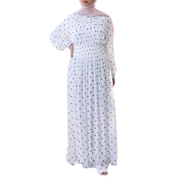 Abaya Islamski način Oblačenja za Ženske do leta 2020 Pika Natisnjeni Ženske Obleke Islamske Abayas Šifon Stojalo Ovratnik Musliman Oblačila