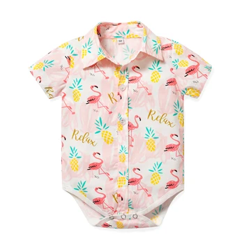 Novorojenega Otroka Onesies Oblačila Baby Boy igralne obleke Flamingo Obleke, blagovno Znamko, Design Bodysuits za 0-24M Fantje Vrh Obleko Turn-dol