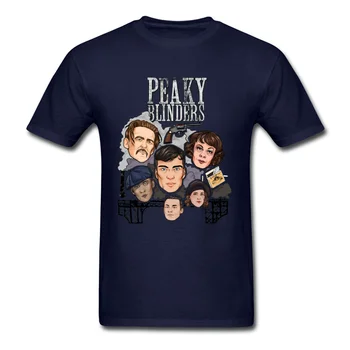 Nova majica s kratkimi rokavi Moški Peaky Blinders Cast Tshirt po Meri Tees Natisnjeni Fantje Ulične Shelby Britev Klan Vrhovi T Srajce