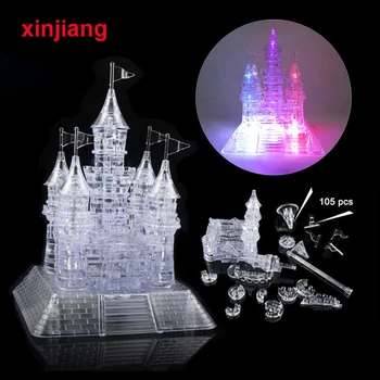 105PCS DIY 3D Grad Kristalno Puzzle Zbor Glasbene Utripa Grad Doma Dekoracijo Modela Darilo Igrače Puzzle Za Otroke