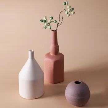 Moderne Barvne Lončenine Geometrijo Vaza Minimalističen Keramike Model Flower Stand Umetnosti Handwork Ornament Obrti Soba Dekor Dodatki