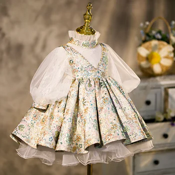 Dekle Obleko španski letnik sodišče obleka za malčke elegantne Poročne Obleke tutu princess1st rojstni Baby Girl Oblačenja