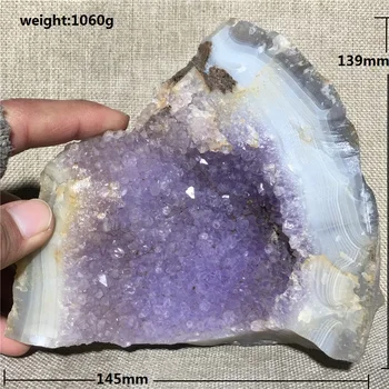 Naravni Agate Geode QUARTZ Crystal Grozdov Vzorcu Darilo Doma Oprema Okrasni Kamen In Obrti, Reiki Healing Dekor Ametist
