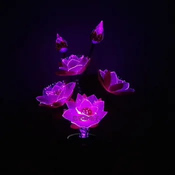 Lep Optičnih Vlaken Žareče Barve Roza Lotus Flower Šopek Ureditev In Vaza Led lučka cvet