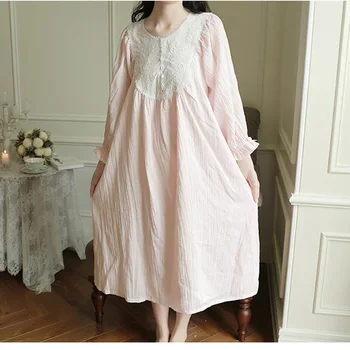 Princesa Nightgown Pižame Žensk Sleepwear.Gospa Kraljeva Vezeni Cvetje Dolgo Nightdress Lolita Pižame Loungewear More
