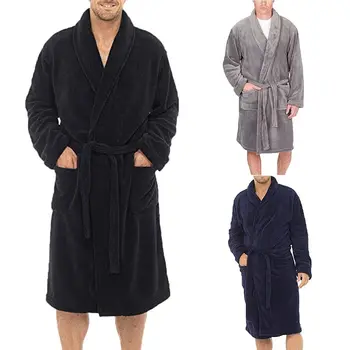 Moški Kopalni Plašči Sleepwear Dolg Rokav Homewear Kimono Plašč S Pasom Udoben Par Moški Ženske Priložnostne Nightgown Pižami