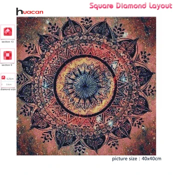 Huacan Diamond Slikarstvo 5d Mandala Diamantno Art Kmetija Doma Dekor Mozaik Cvet Ročno izdelan Darilni Wall Art