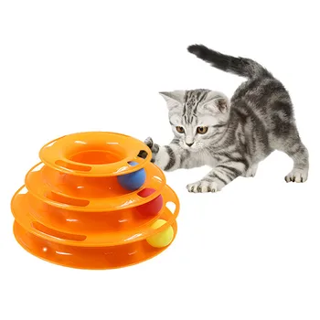 Tri Ravni hišnih mačk igrače Stolp Skladbe Disk mačka Inteligence Zabaviščni trojno plačilo disk mačka igrače žogo Usposabljanje Zabaviščni ploščo