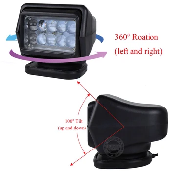 360-Stopinjski Daljinski upravljalnik 7 palčni LED Iskalnim 50 W Obračanje Pozornosti Luč Za Tovornjak Off road SUV Čoln Morskih Vožnje Svetlobe