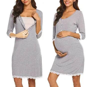 Obleko Nightdress Bombaž Noseča Športna Oblačila Porodniškega Zdravstvene Nege Čipke Dostave Nightgowns Trenirko Dojenje Obleke Oblačenja