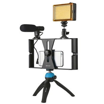 PULUZ Dvojno Ročni Filmmaking Snemanje Vlogging Video Ploščad Primeru Stabilizator Film Enakomerno Grip Ročaj Ploščad za iPhone ,Pametne telefone