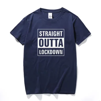 Naravnost Ven Lockdown Mens T-Shirt Smešno Tiskana Novost 2020 Karanteno Vrh Bombaža, Kratek rokav T shirt Euro Velikost