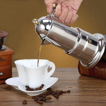 200 ml 4 Skodelice iz Nerjavečega Jekla Kavo Pot, Moka Kavo Čajnik Filter Avtomatski aparat za Kavo Espresso Stroj