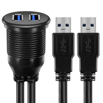 1M Nepremočljiva Podometno Montažo USB Dock Adapter nadzorni Plošči Pan Vrata USB 3.0 Moški-Ženski Kabel Podaljšek za Avto, motorno kolo Črno
