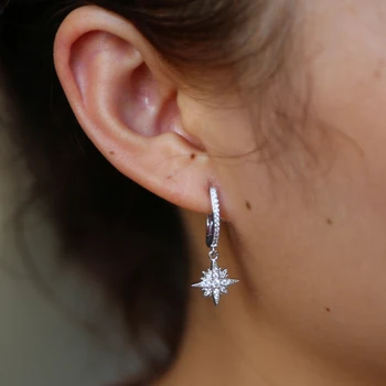 Korejski slog, sveže in preprost temperament CZ Severna zvezda zvezda čar uhani ženski nakit darilo debelo
