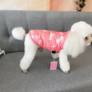 Pet Oblačila Jesensko Zimske Priložnostne Kosti Tiskani Bombaž Telovnik Pes Hladno vreme Pribor Zimski Kombinezon Za Pse Chihuahua Jakna