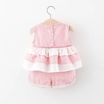 LZH 2021summer brez Rokavov Otroška Oblačila Girls Moda Predalčni otroška Oblačila Preplete Dojenčka Otroci Določa 1-4 Let Baby Obleke