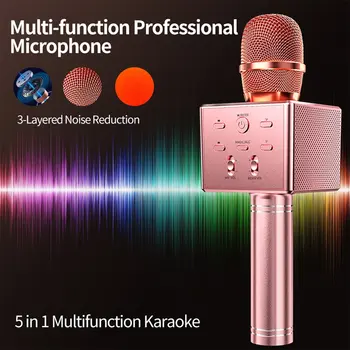 Brezžični Mikrofon Karaoke Aluminij Zlitine Ročni Večfunkcijsko 3 Glasneje Zvočniki 15W Igralec Zamenljiva Glas