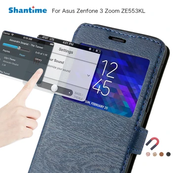 Usnje Primeru Telefon Za Asus Zenfone 3 Zoom ZE553KL Flip Primeru Za Asus ZE553KL View Window Knjige v Primeru Mehko Tpu Silikon Zadnji Pokrovček
