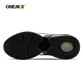 Onemix Moški Čevlji Za Moške Črno Usnje Očesa Telovadnica Joga Športne Superge, Šport Na Prostem, Tek, Hoja Trail Copati