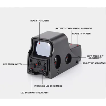 22 mm Black Železniškega Nosilci Rdeča Zelena lllumination Holografski Pogled Collimator za Zunanjo Airsoft Ostrostrelec Puška za Lov Dodatki