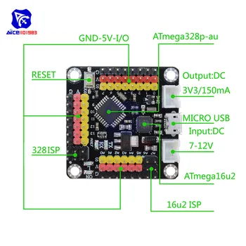 Diymore DM Močno Serije ATmega16U2 Atmega328 Atmega328P Mini UNO R3 Odbor Mikrokrmilnik Modul za Arduino Eno NANO V3.0