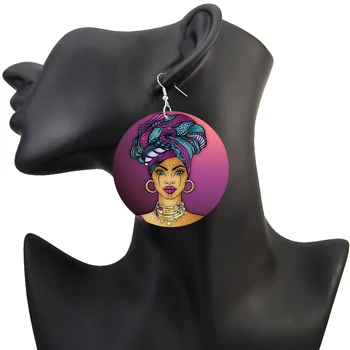 SOMESOOR 6 Modelov Natisnjeni Obroče Lady Afriški Spusti Leseno Uhani Headwrap Ženska Locs Afrocentric Etnične Ročno izdelan Nakit Les