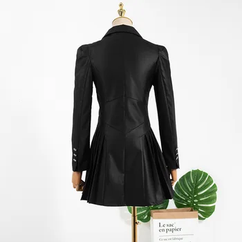 Kpop Seo Yea Ji jeseni mode novo črno dvojno zapenjanje bo ustrezala ovratnik Nabrano Obleko ženske Ulične seksi Visoko pasu mini obleke