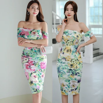 HAYBLST blagovne Znamke Ženska Obleka 2020 Poletje Sexy Klub Obleke Za Ženske Oblačila PlusSize korejskem Slogu Paket Zadnjico Cvetlični Oblačila